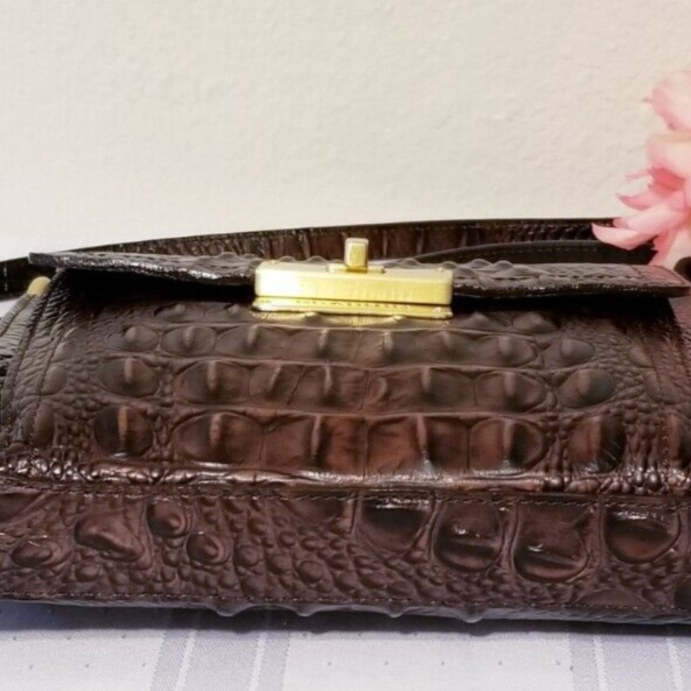 Brahmin Mimosa CoCoa Melbourne Leather Crossbody Bag with Built in Wallet, Brown - Picture 3 of 9